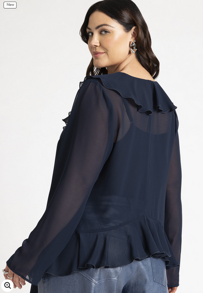 ELOQUII Women's Ruffle Trim Blouse