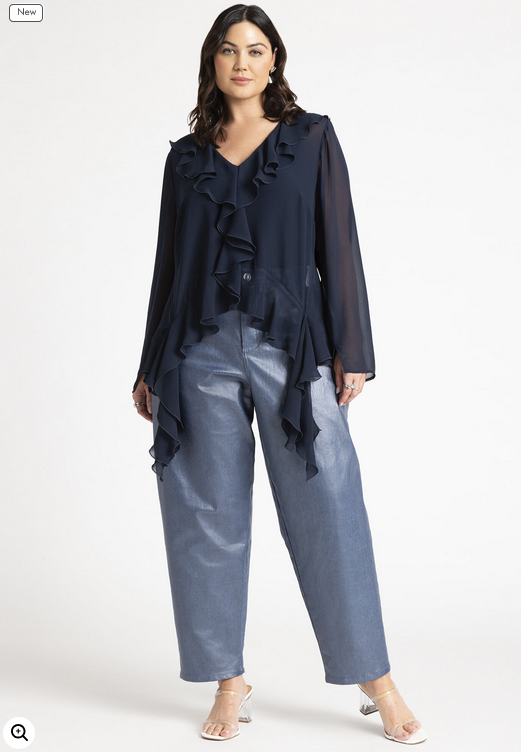 ELOQUII Women's Ruffle Trim Blouse