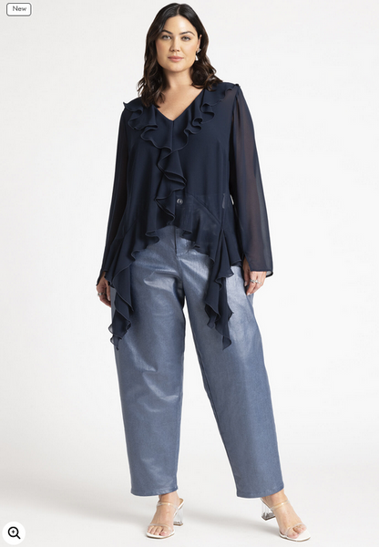 ELOQUII Women's Ruffle Trim Blouse