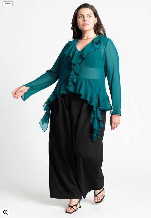 ELOQUII Women's Ruffle Trim Blouse