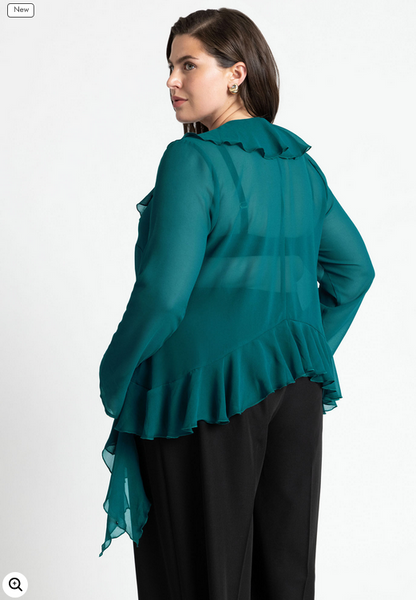 ELOQUII Women's Ruffle Trim Blouse