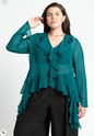 ELOQUII Women's Ruffle Trim Blouse