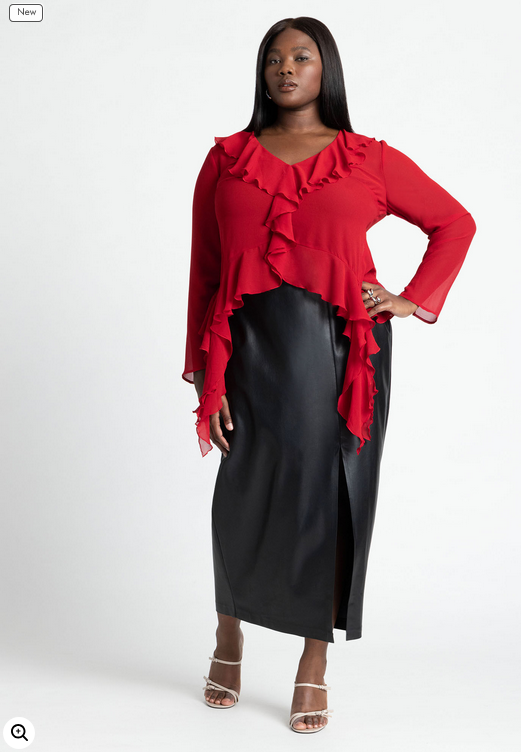 ELOQUII Women's Ruffle Trim Blouse