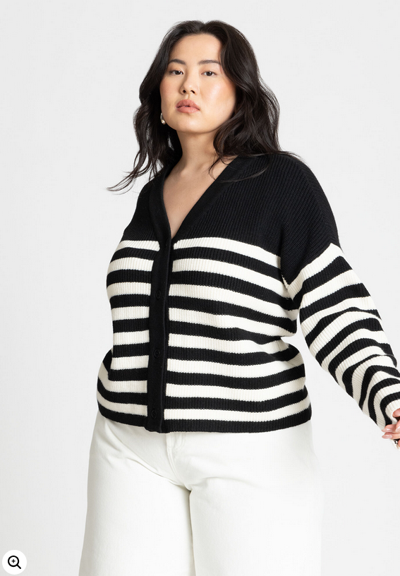 ELOQUII Women's Oversized Stripe Sweater