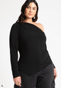 ELOQUII Women's One Shoulder Tee With Ruching