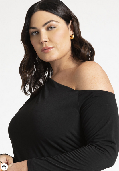 ELOQUII Women's One Shoulder Tee With Ruching
