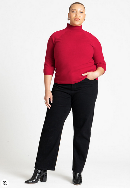 ELOQUII Women's Three Quarter Sleeve Turtleneck Sweater