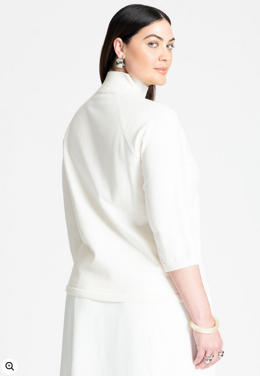 ELOQUII Women's Three Quarter Sleeve Turtleneck Sweater