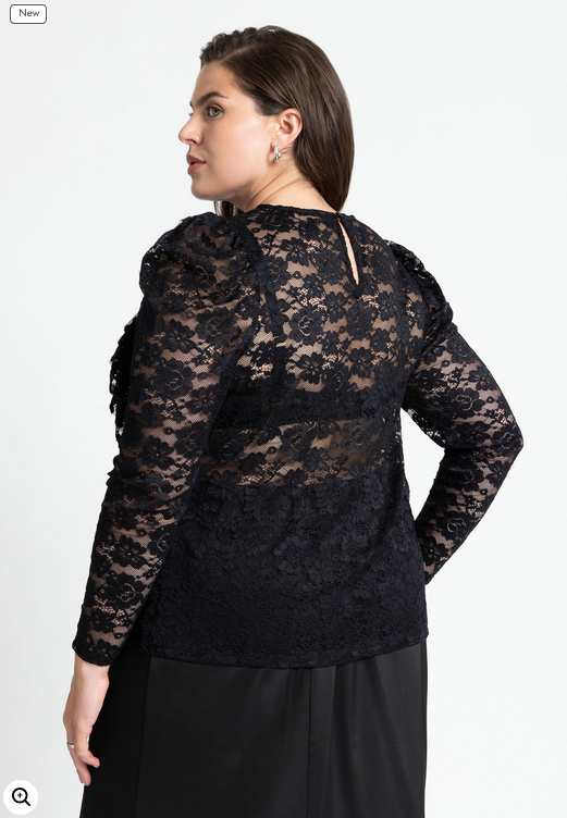 ELOQUII Women's Lace Ruffle Top