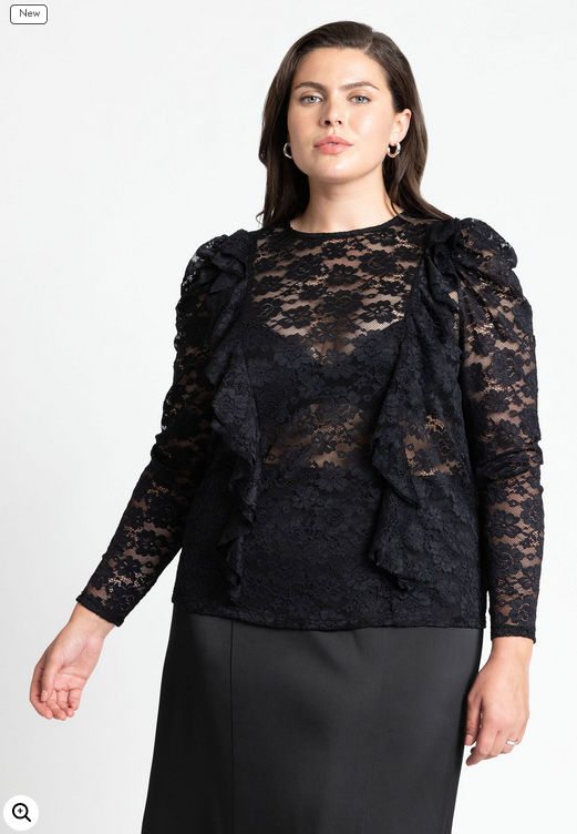 ELOQUII Women's Lace Ruffle Top