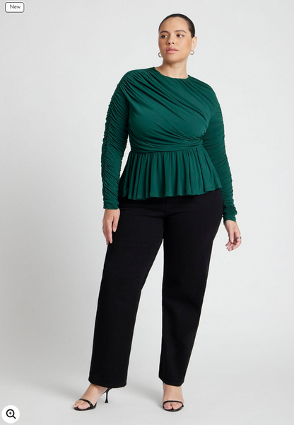 ELOQUII Women's Peplum Shirred Top