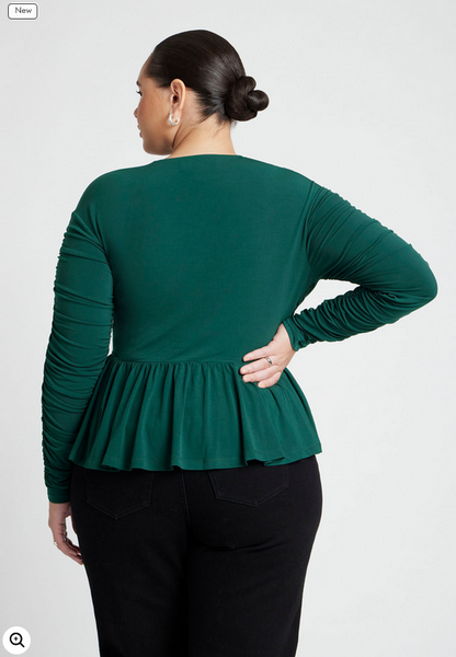 ELOQUII Women's Peplum Shirred Top
