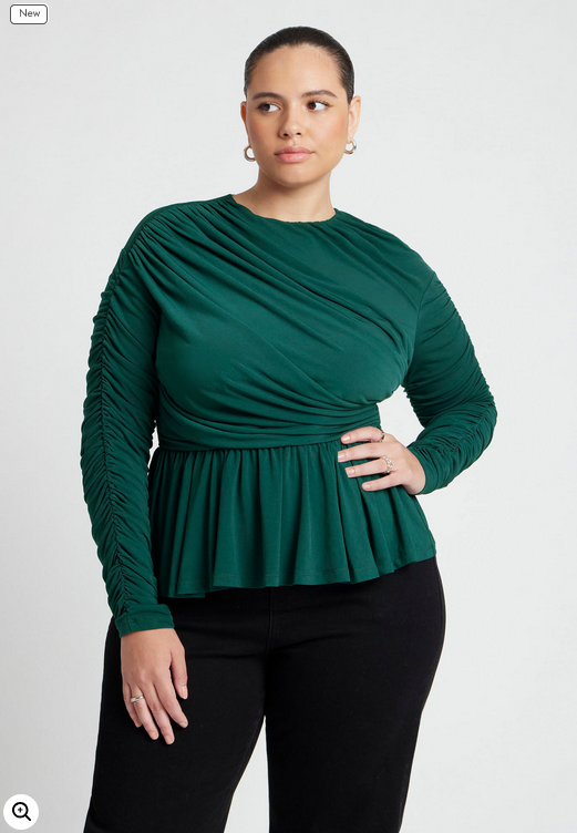 ELOQUII Women's Peplum Shirred Top