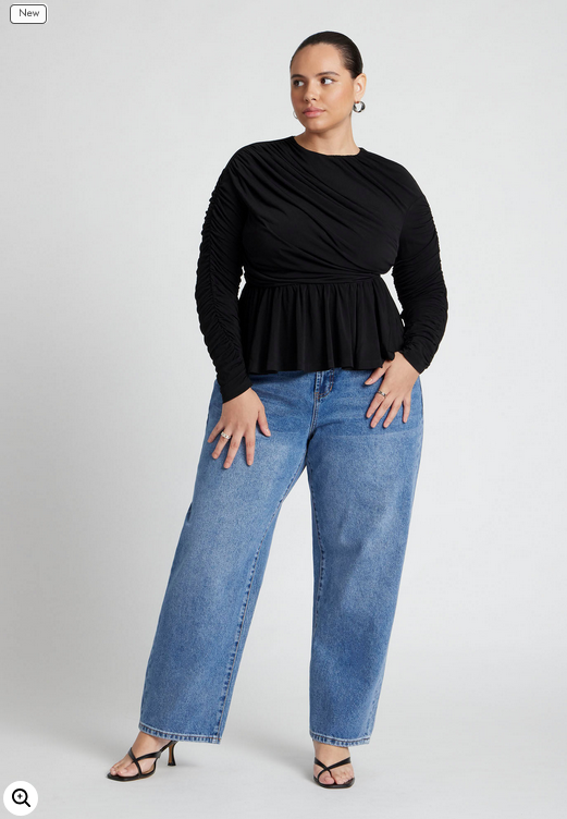 ELOQUII Women's Peplum Shirred Top