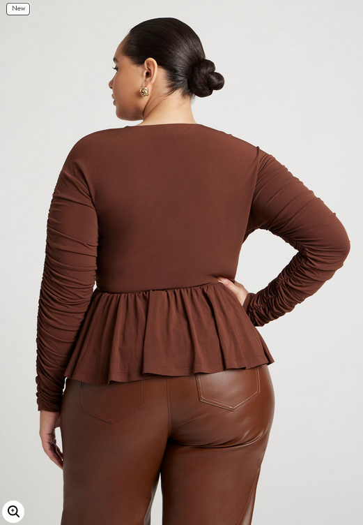 ELOQUII Women's Peplum Shirred Top