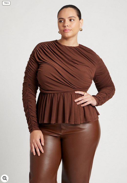 ELOQUII Women's Peplum Shirred Top