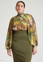 ELOQUII Women's Draped Sleeve Chiffon Top