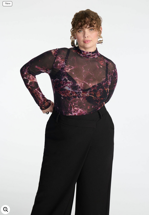 ELOQUII Women's Printed Turtleneck Top