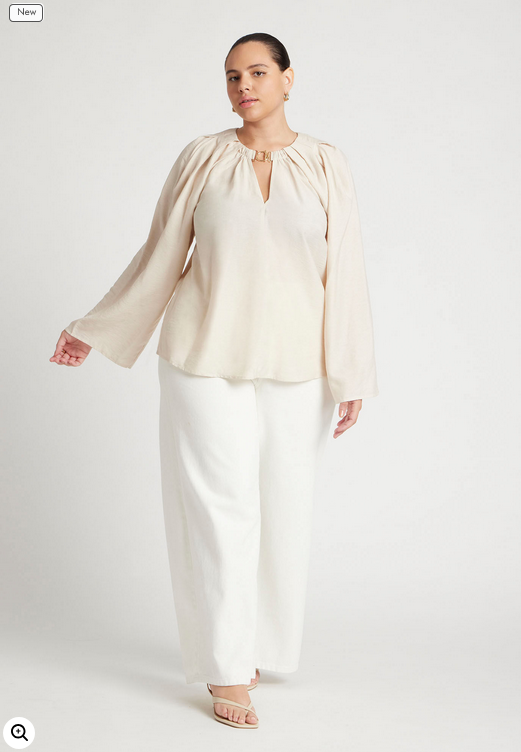 ELOQUII Women's Neck Drape Wide Sleeve Top