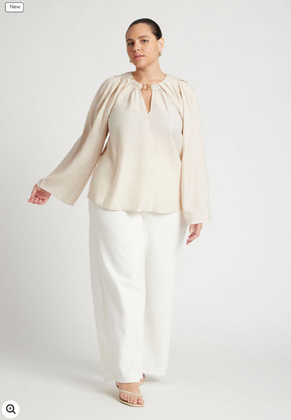 ELOQUII Women's Neck Drape Wide Sleeve Top