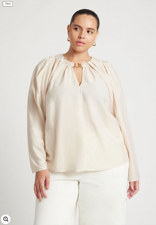 ELOQUII Women's Neck Drape Wide Sleeve Top