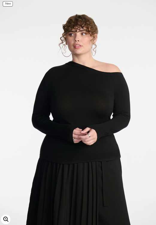 ELOQUII Women's Asymmetrical Neck Drape Top