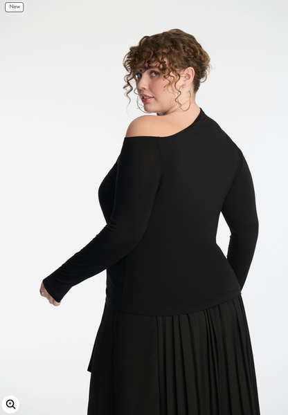 ELOQUII Women's Asymmetrical Neck Drape Top