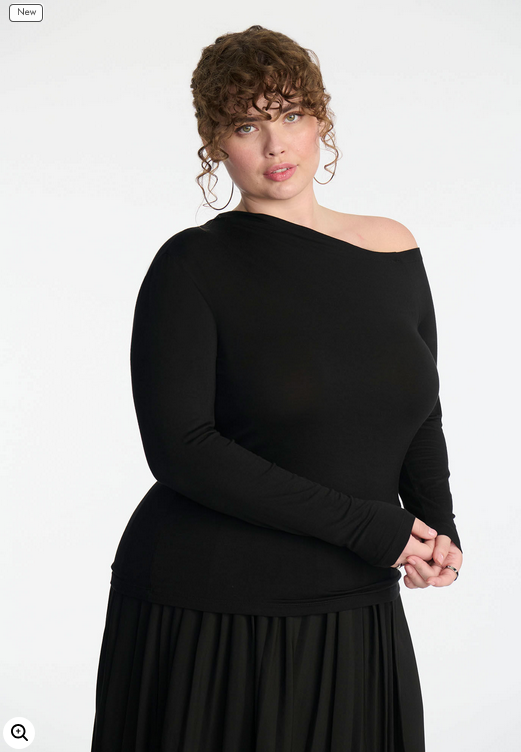 ELOQUII Women's Asymmetrical Neck Drape Top