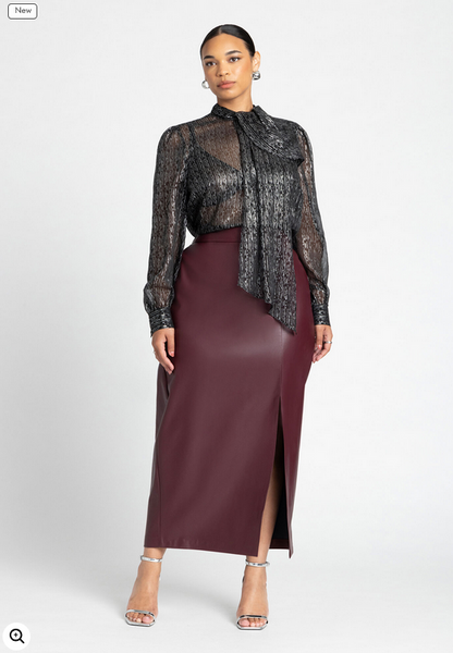 ELOQUII Women's Sheer Lurex Blouse