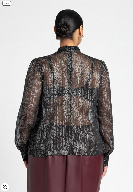 ELOQUII Women's Sheer Lurex Blouse