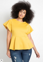 ELOQUII Women's Flare Sleeve Peplum Top