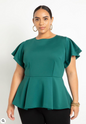 ELOQUII Women's Flare Sleeve Peplum Top