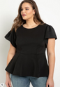 ELOQUII Women's Flare Sleeve Peplum Top