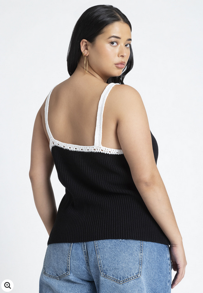 ELOQUII Women's Pointelle Detail Top