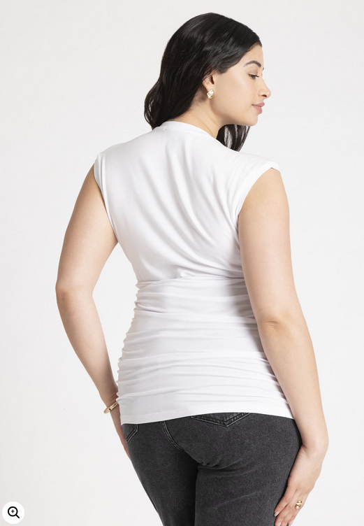 ELOQUII Women's Ruched Overlay Detail Top