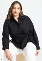 ELOQUII Women's Hip Tie Collared Shirt