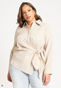 ELOQUII Women's Hip Tie Collared Shirt
