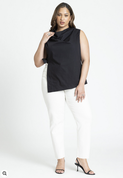 ELOQUII Women's Asym Tie Top