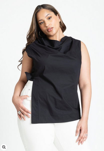 ELOQUII Women's Asym Tie Top