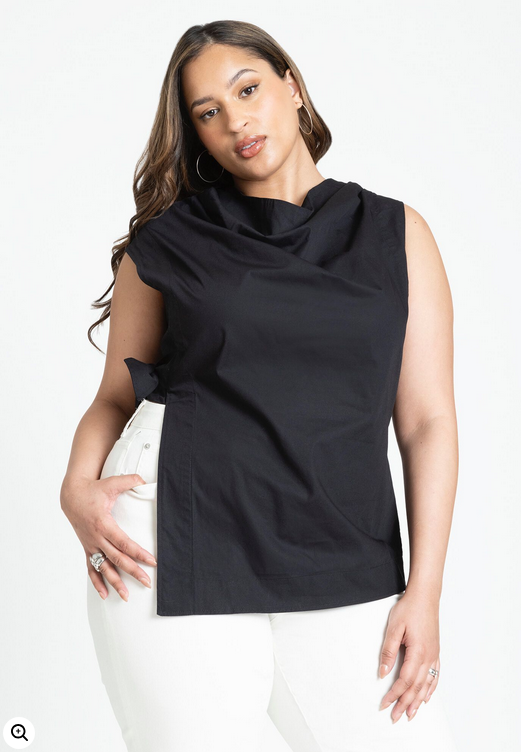 ELOQUII Women's Asym Tie Top