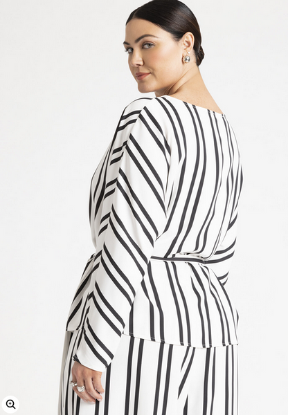 ELOQUII Women's Waist Tie Striped Top