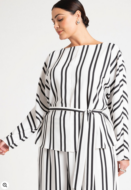 ELOQUII Women's Waist Tie Striped Top