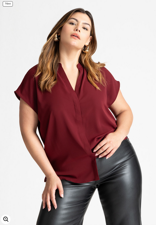 ELOQUII Women's Notch Collar Blouse 1