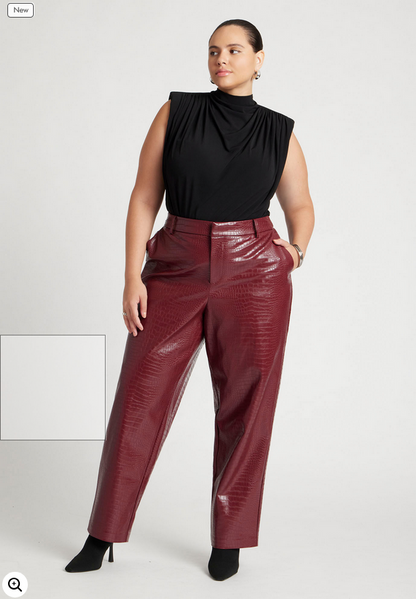 ELOQUII Women's Croc Faux Leather Pant