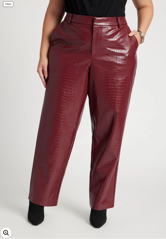 ELOQUII Women's Croc Faux Leather Pant