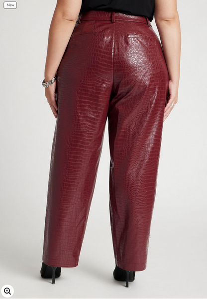 ELOQUII Women's Croc Faux Leather Pant