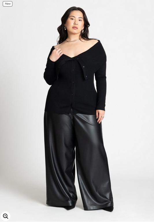 ELOQUII Women's Wide Leg Faux Leather Pant