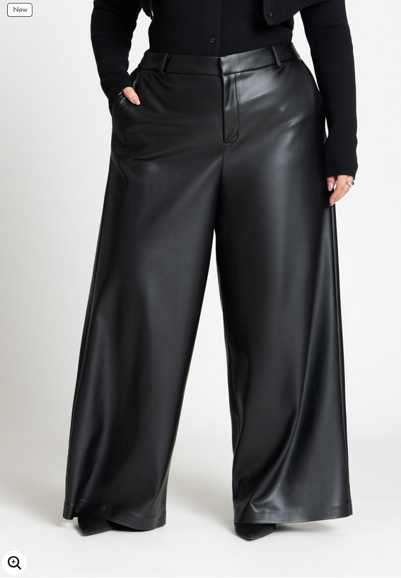 ELOQUII Women's Wide Leg Faux Leather Pant