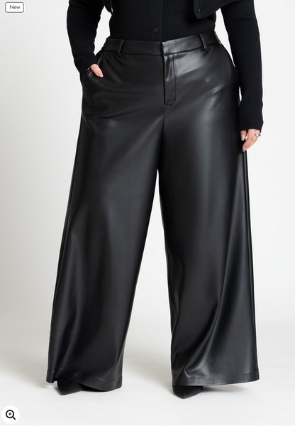ELOQUII Women's Wide Leg Faux Leather Pant