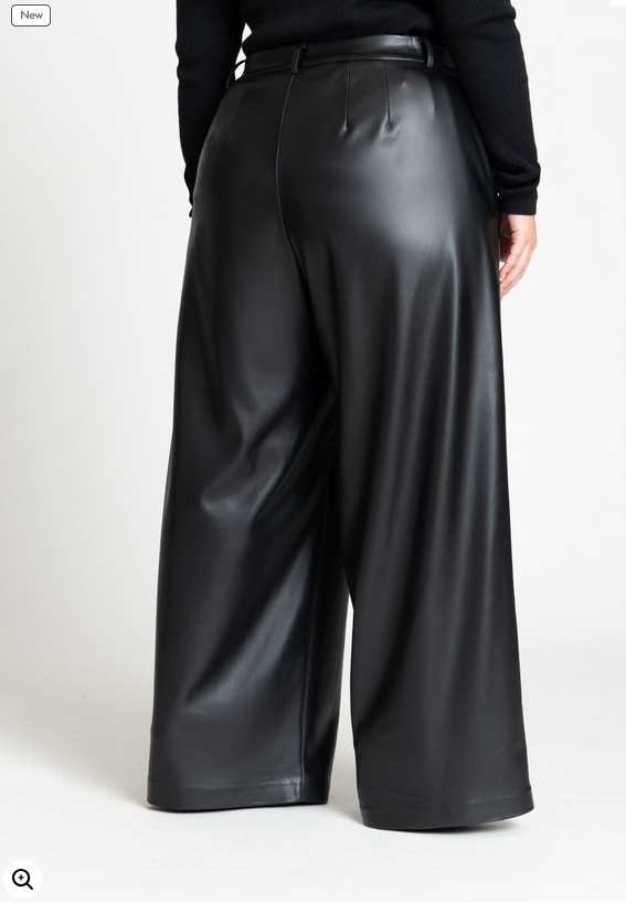 ELOQUII Women's Wide Leg Faux Leather Pant